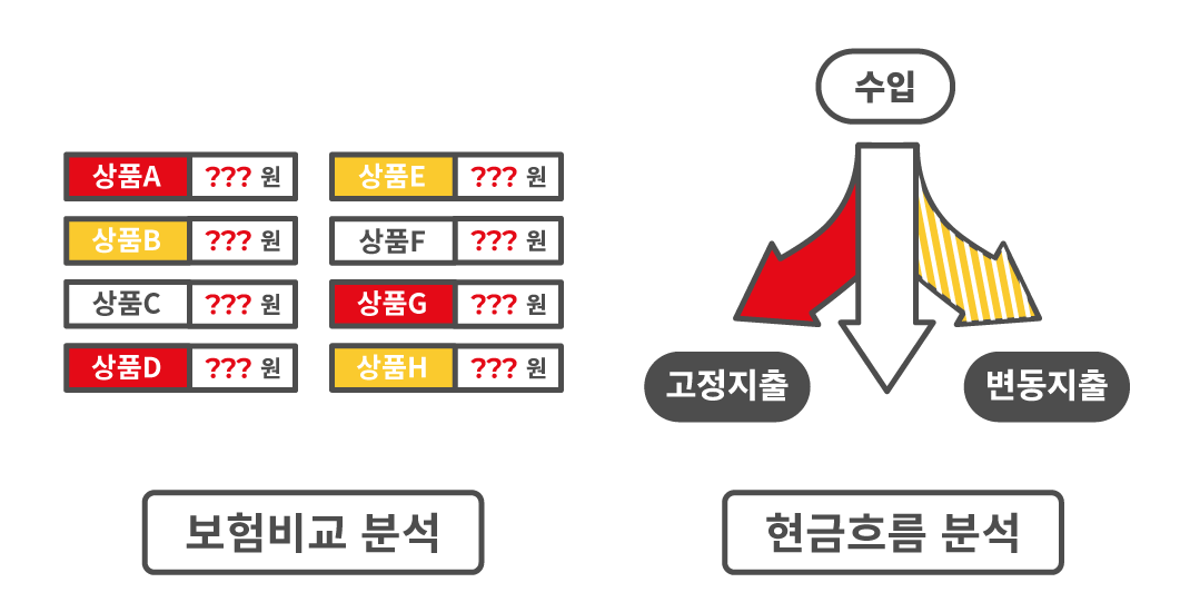 보혐상품 비교, 현금흐름 분석: 수입, 고정지출, 변동지출